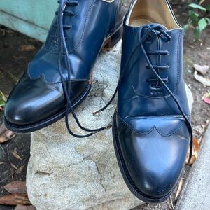 Elegant Navy Leather Women's Loafers